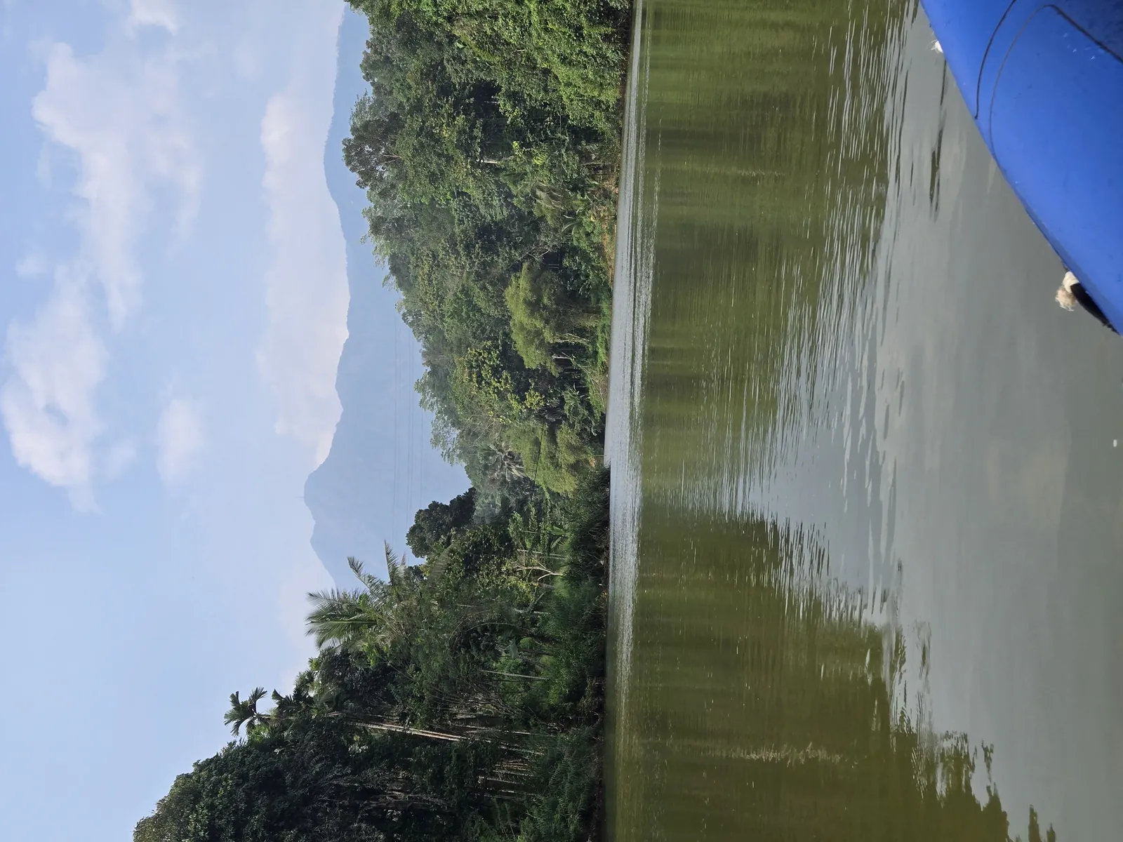 Lac et montagne vus depuis un bateau